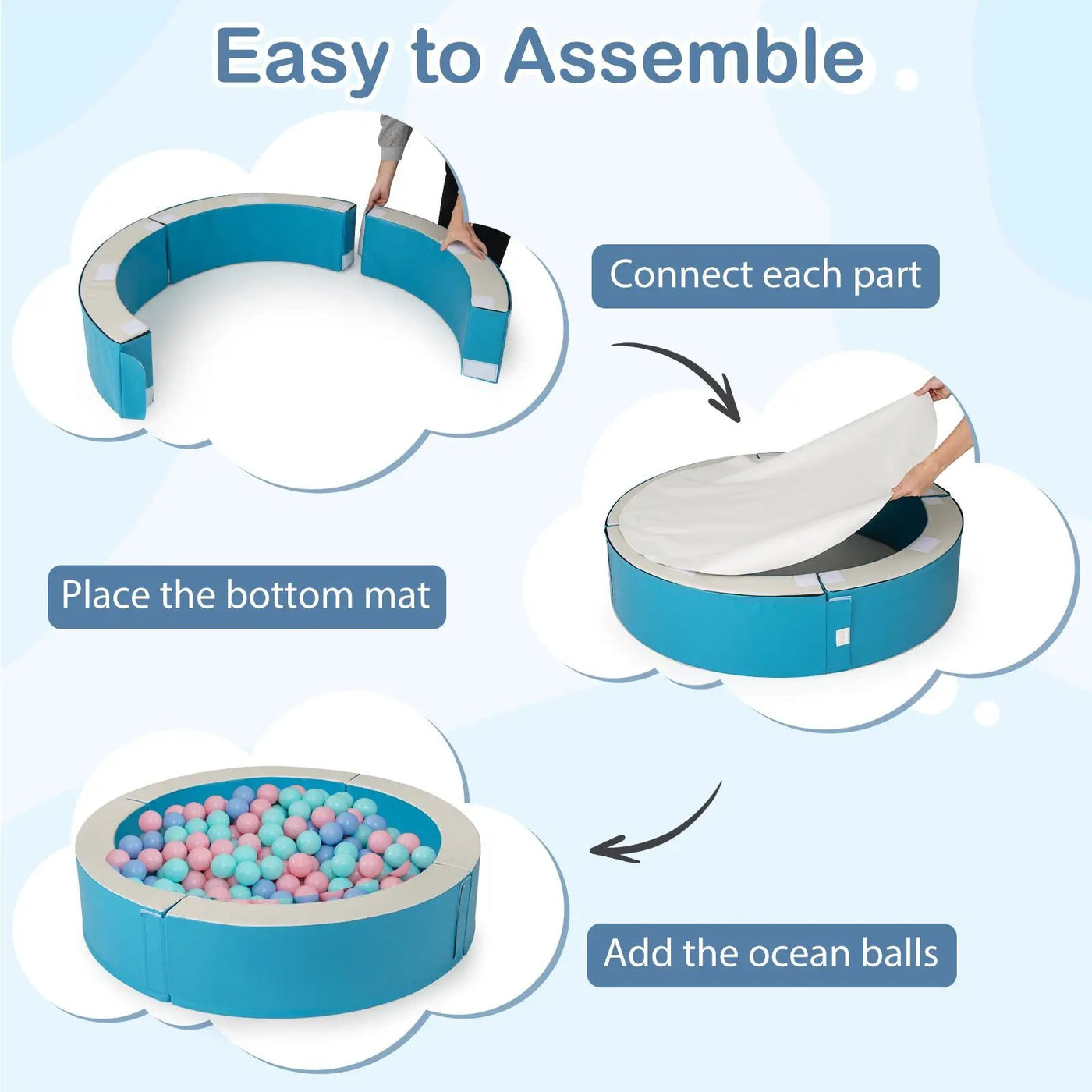 Detachable Foam Ball Pit with 50 Colorful Ocean Balls by DirectDeals
