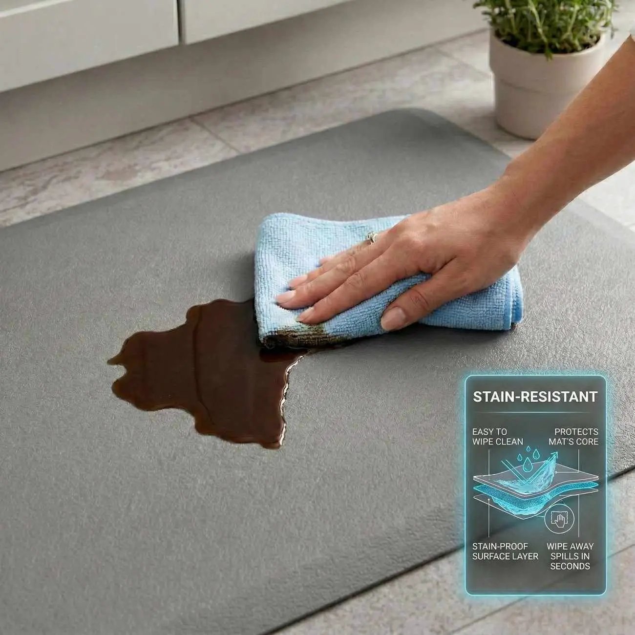 Kitchen Mat, Gray by Boutique Rugs