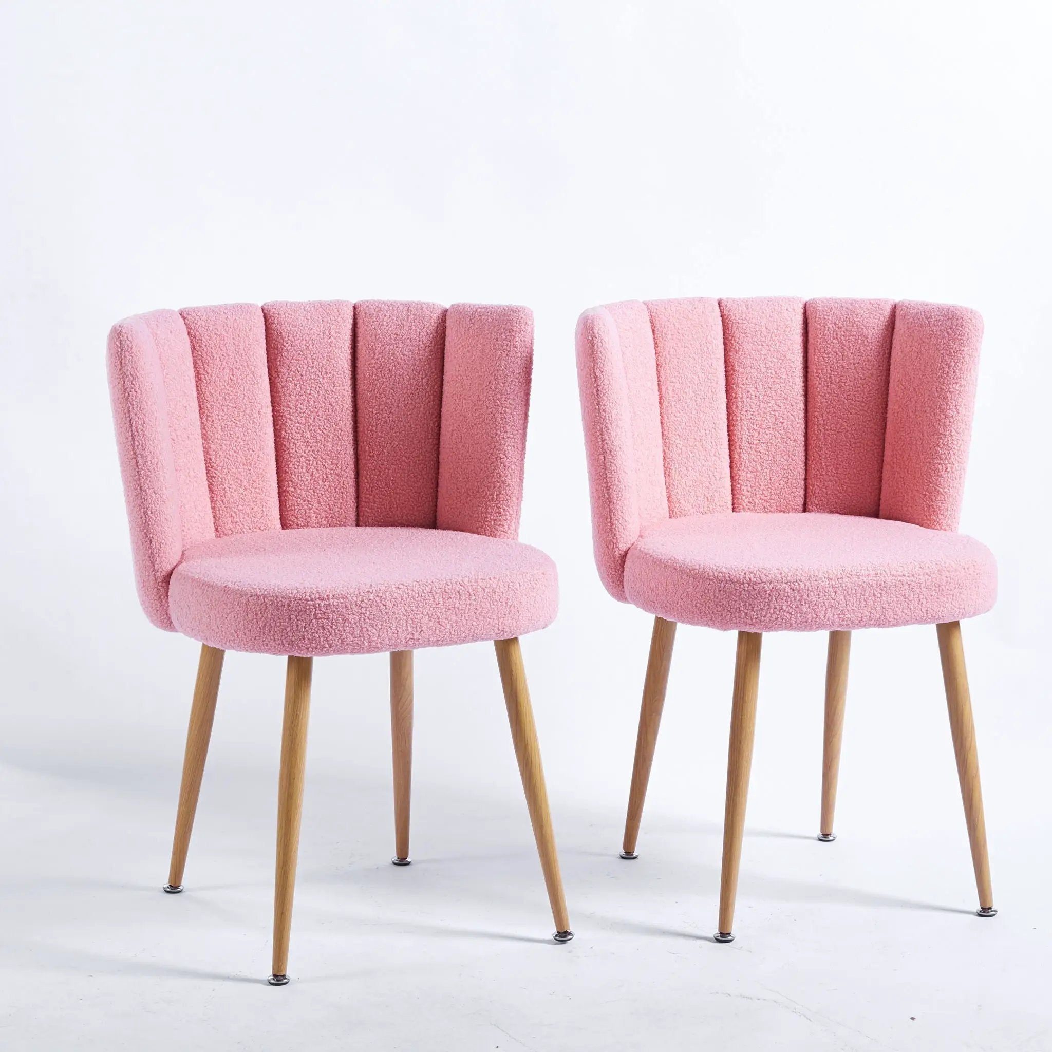 Modern Dining Chair (Set of 2) With Iron Tube Wood Color Legs, Shorthair Cushions And Comfortable Backrest, Suitable For Dining Room, Living Room, Cafe, Simple Structure by HouseOfZazla
