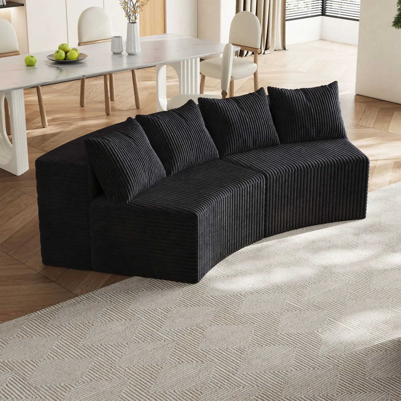 Curved Sectional Sofa With 4 Pillows, Modular Semi Circular Design by HouseOfZazla