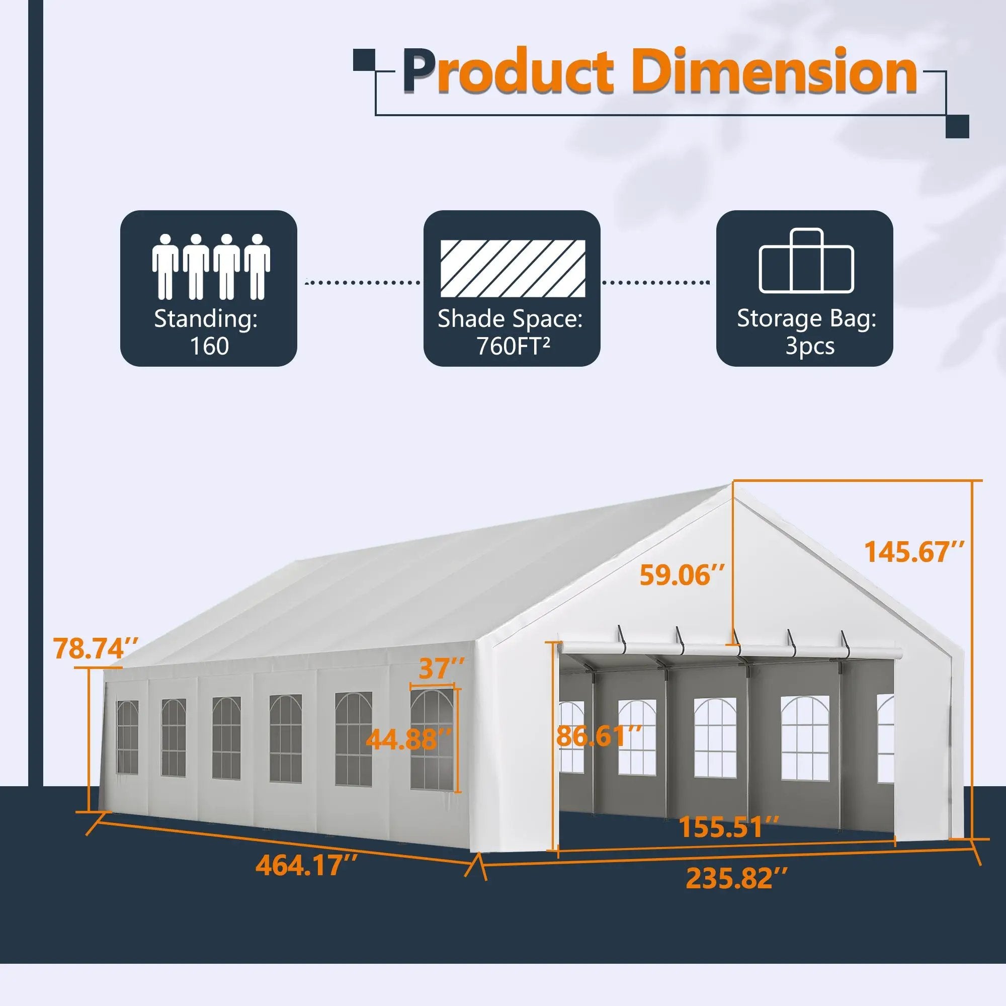 20x40FT Heavy Duty Party Tent with Removable Sidewalls by HouseOfZazla