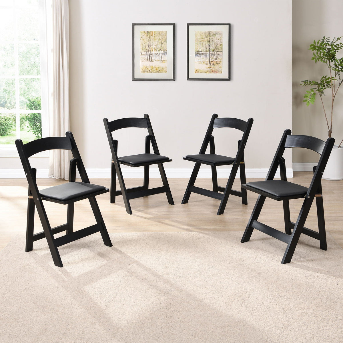 Solid Wood Upholstered Folding Chair Set, Dining Room (Set of 4), photo 13 of 14