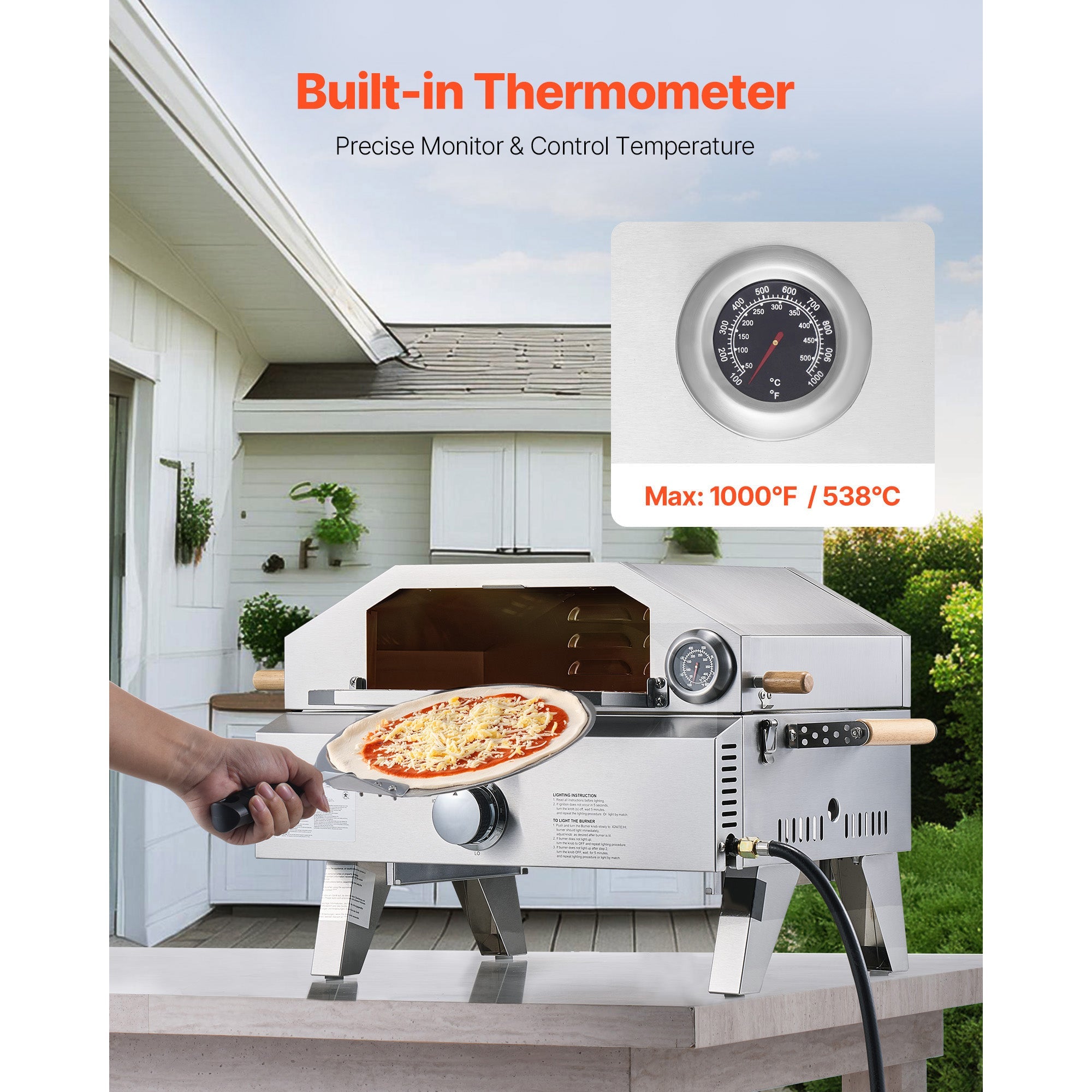 Outdoor Pizza Oven, 13 in Gas Fired Pizza-Maker by HouseOfZazla