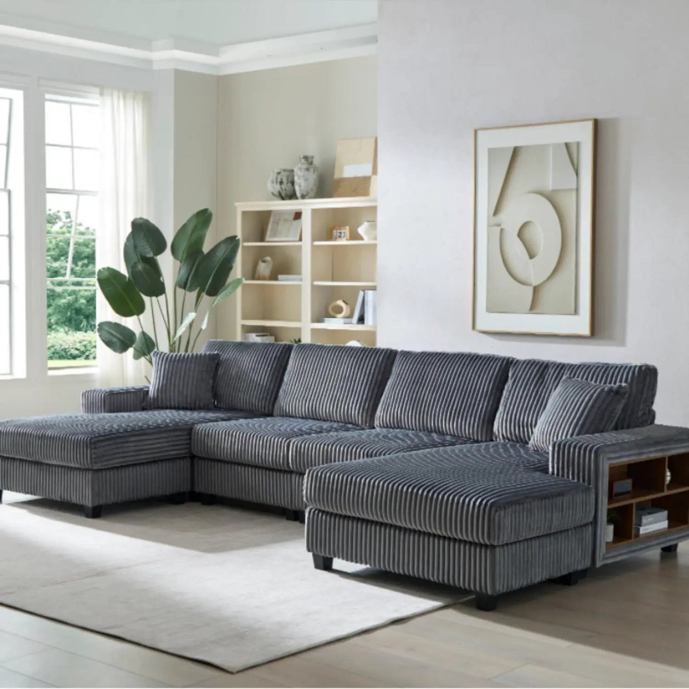 U-Shaped Convertible Sofa, 4 Seater Large Living Room Lounge by HouseOfZazla
