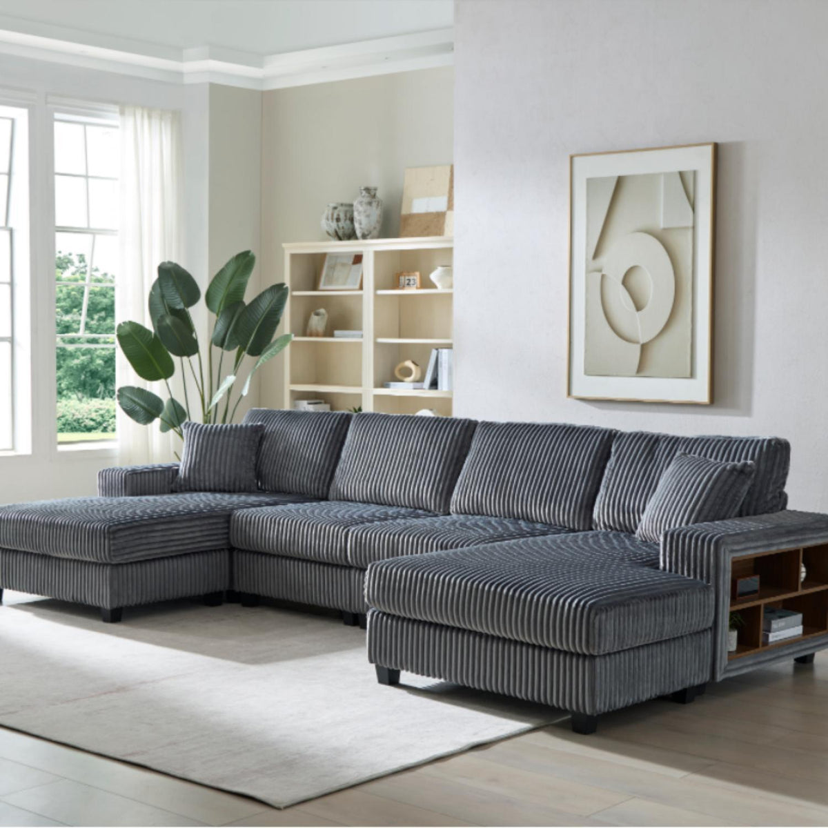 U-Shaped Convertible Sofa, 4 Seater Sectional with Storage Armrests - Multiple Colors, photo 16 of 16