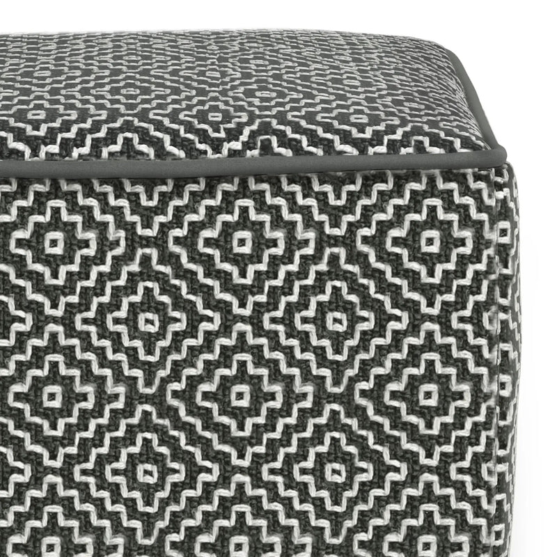 Briella - Square Woven Outdoor / Indoor Pouf - Gray / White by Unique Piece Furniture