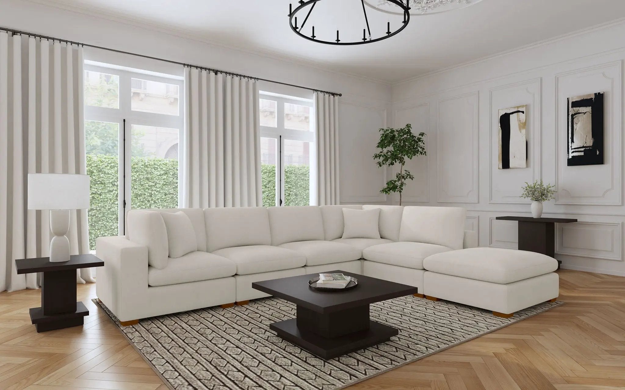 Lakeview Rectangular Upholstered Ottoman Ivory by Unique Piece Furniture