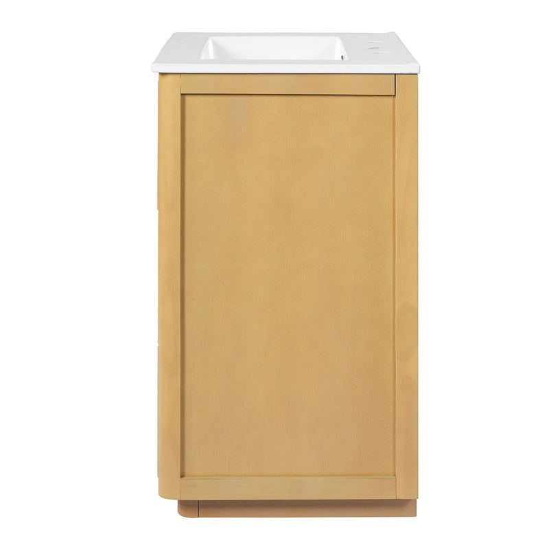 Bathroom Vanity With Sink, Open Shelf & Closed Storage - Natural Wood by HouseOfZazla