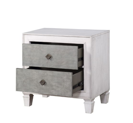 Katia Weathered Night Stand with Felt-Lined Drawer - Gray and White, photo 3 of 4