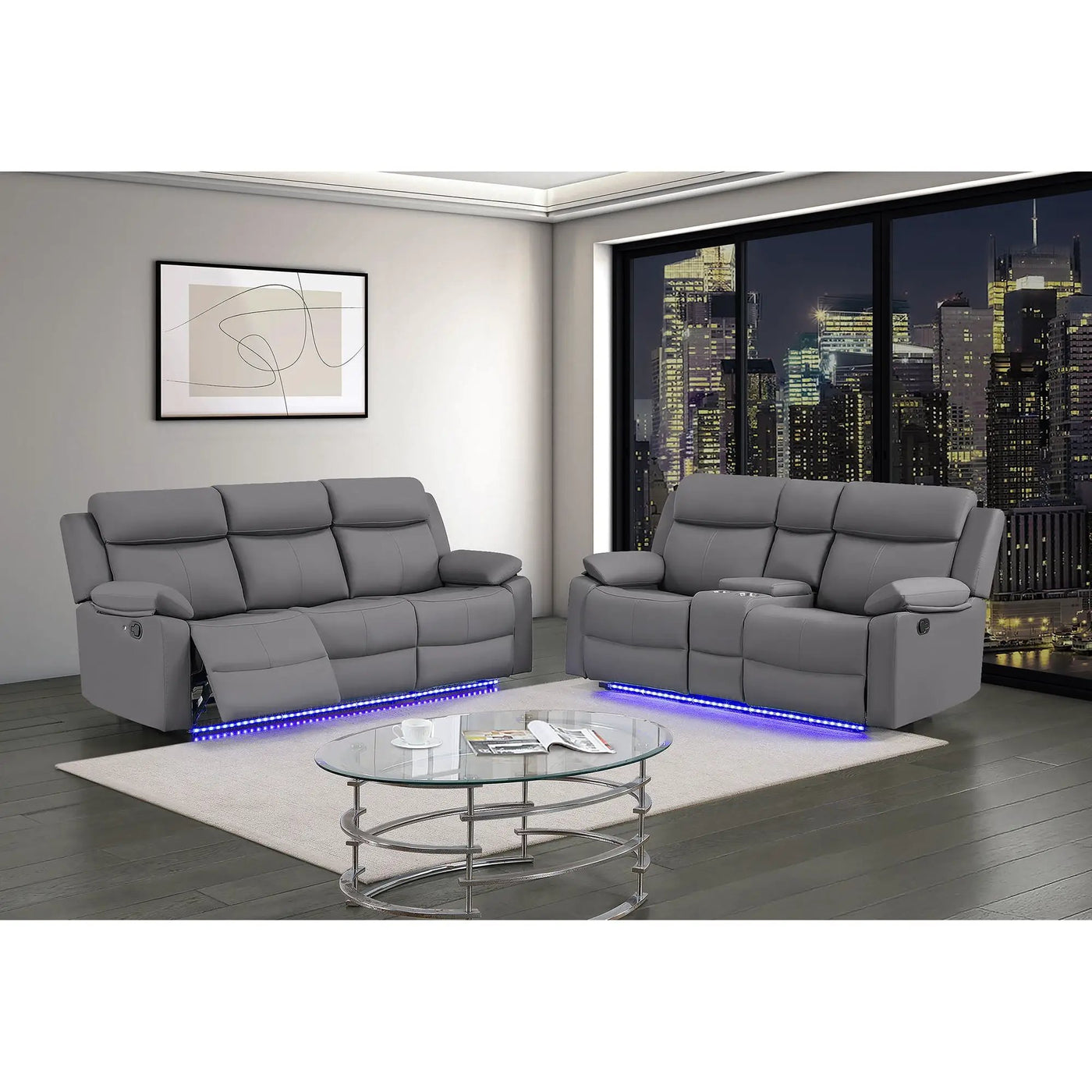 Blanche - Console Reclining Loveseat With LED Lights And Speakers by Unique Piece Furniture