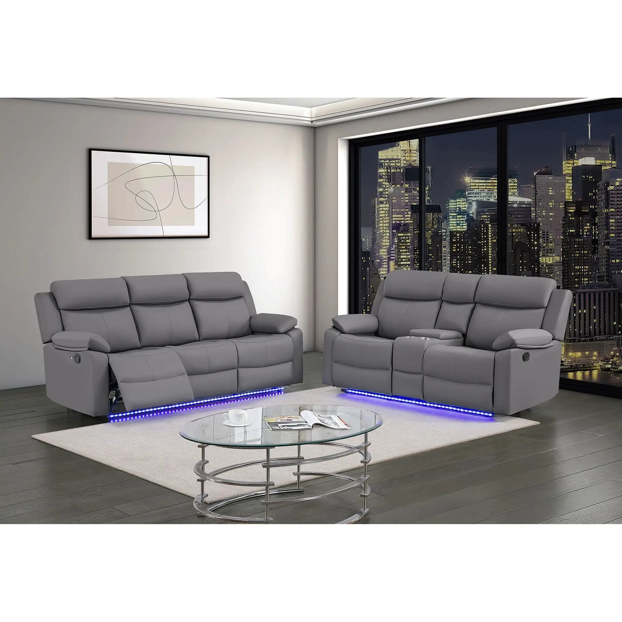 Blanche - Console Reclining Loveseat With LED Lights And Speakers by HouseOfZazla