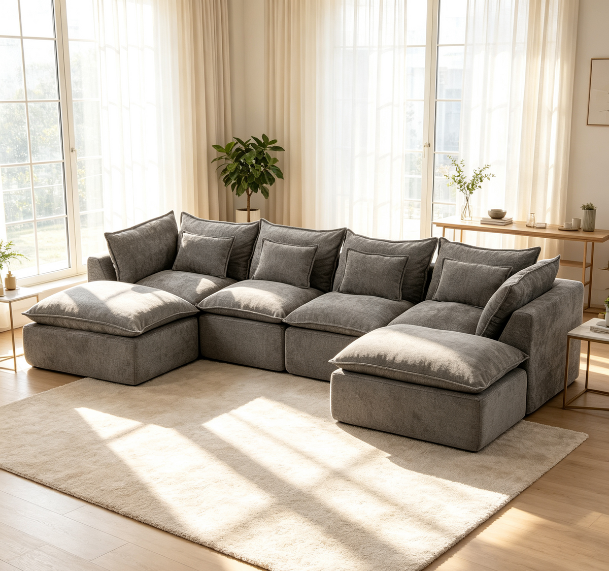 Cloud Couch Oversized Modular Sectional Sofa with Flexible Configuration - Antique White or Grey, photo 2 of 10