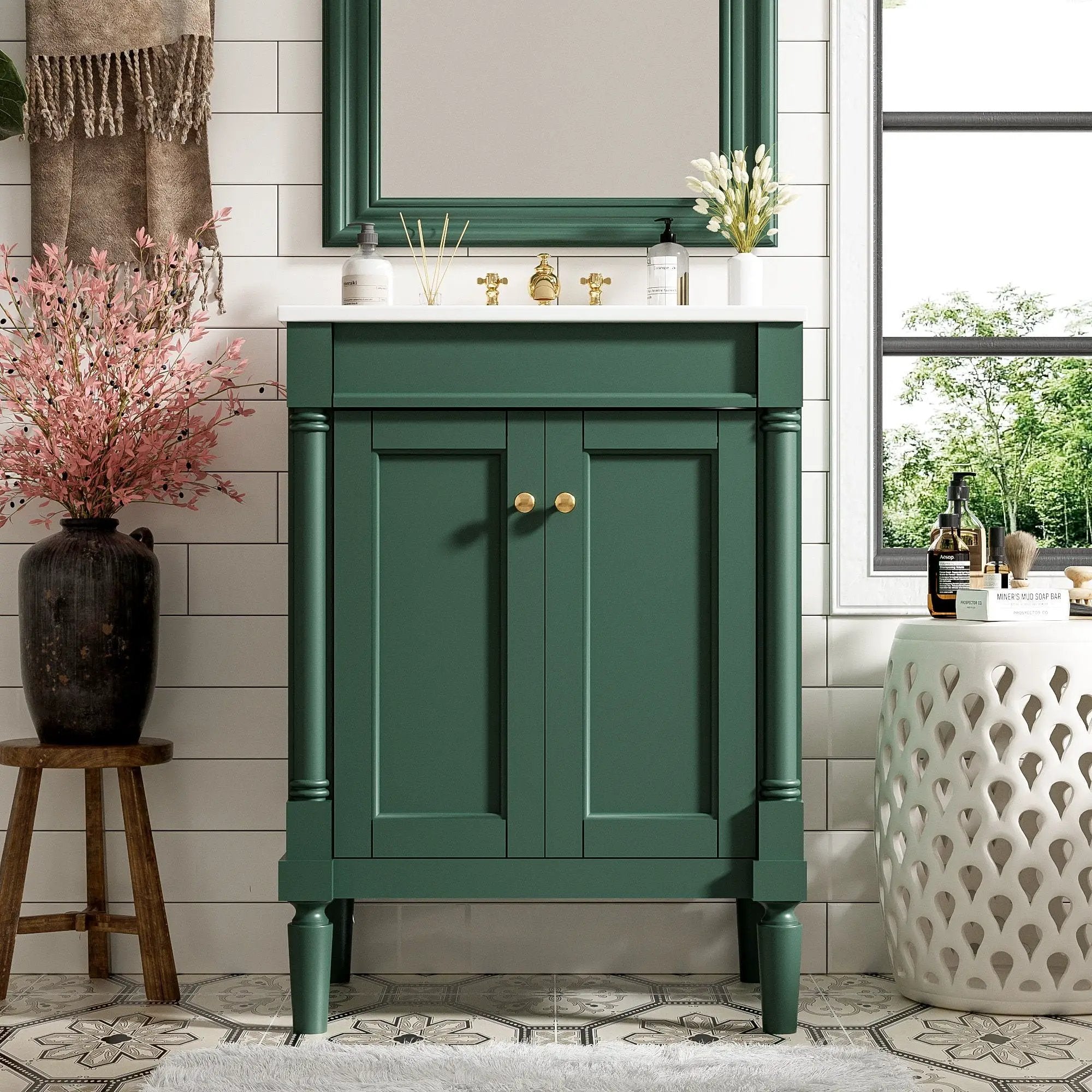 Bathroom Vanity With Top Sink, 2 Tier Storage Cabinet by Unique Piece Furniture