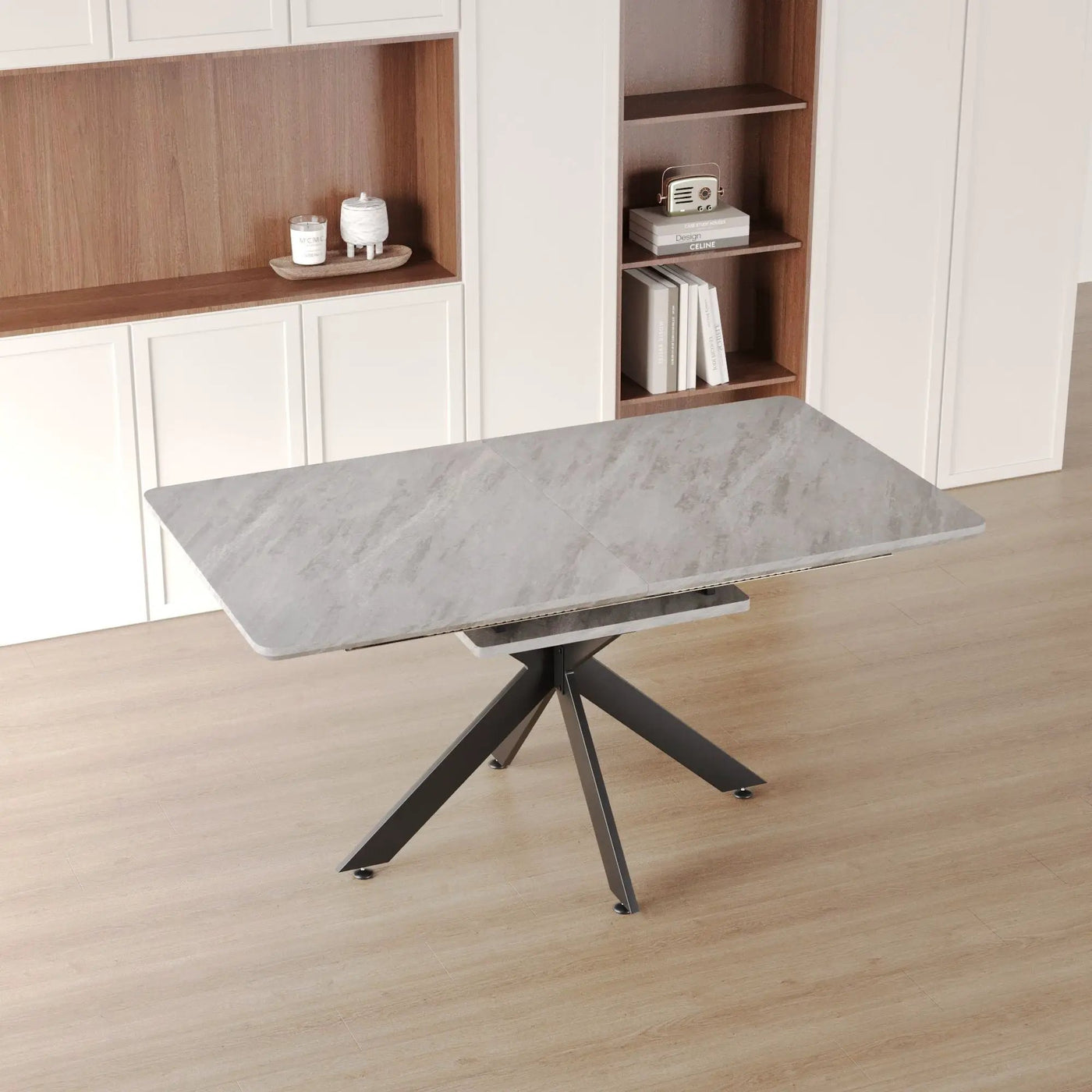 Modern Extendable Dining Table Set With Soft Padded Armless Chairs by HouseOfZazla