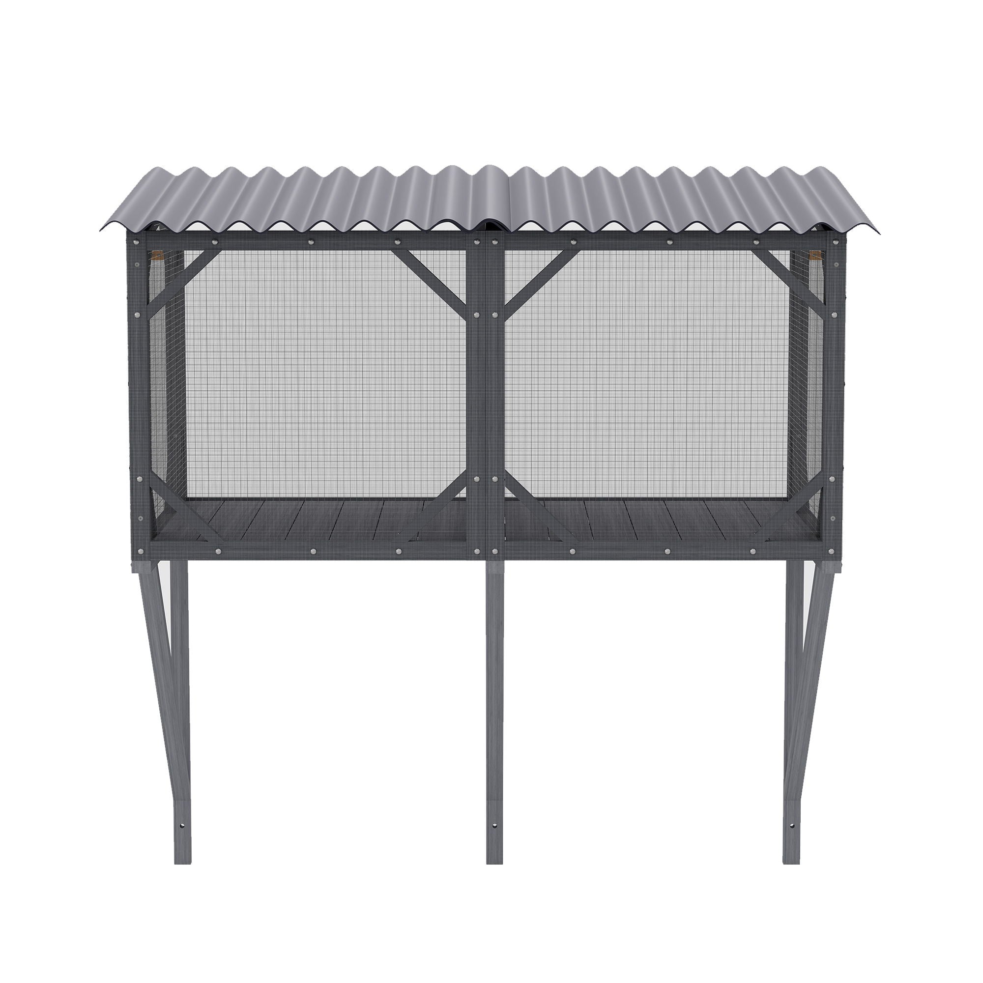 Premium Cat Window Box With Bug Proof Net For Large Indoor Cats Spruce Wood & Polyester - Antique Gray by HouseOfZazla