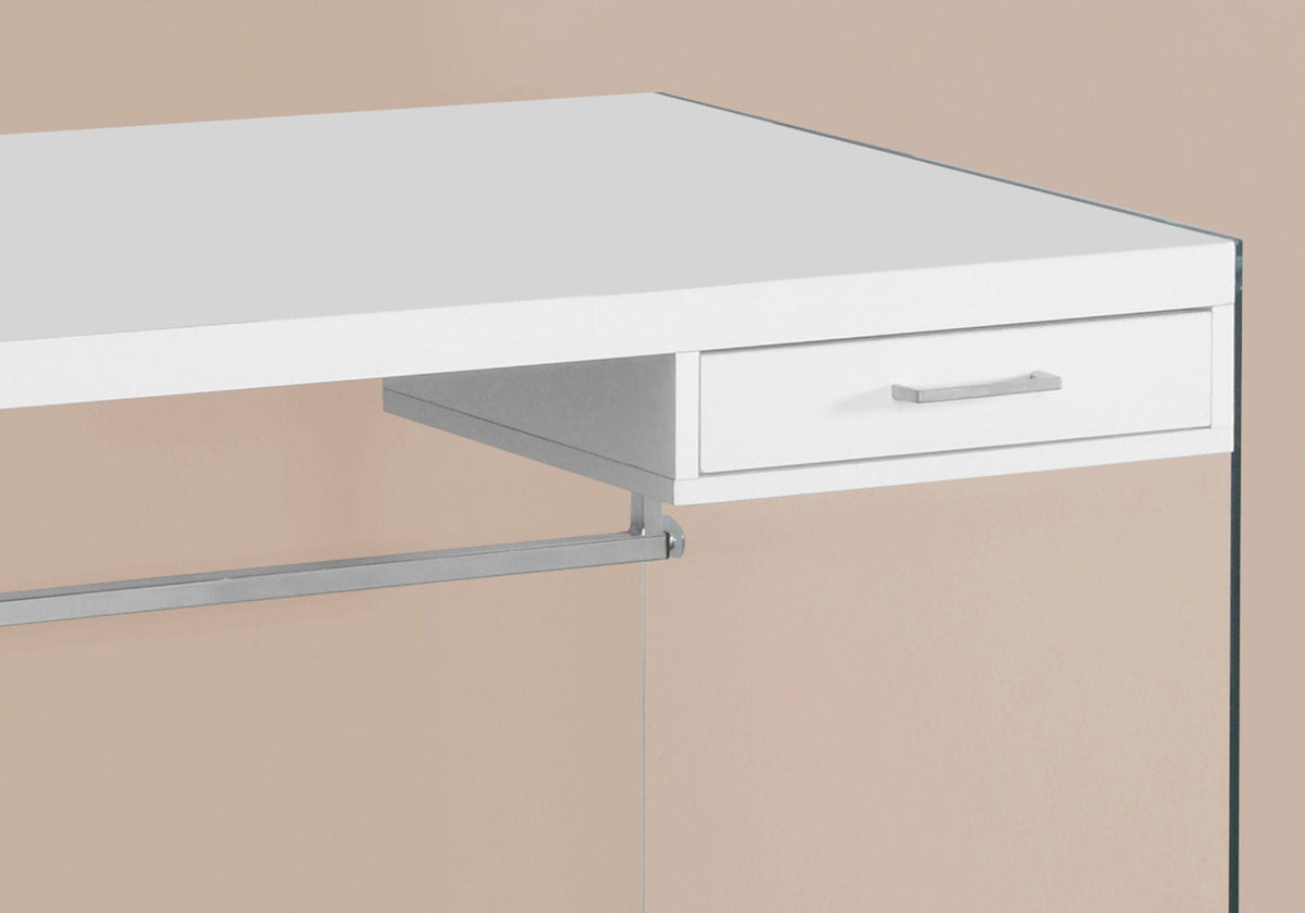 Contemporary Computer Desk with Storage Drawers - Glass & Wood - Dark Gray, Dark Brown, White, photo 12 of 12