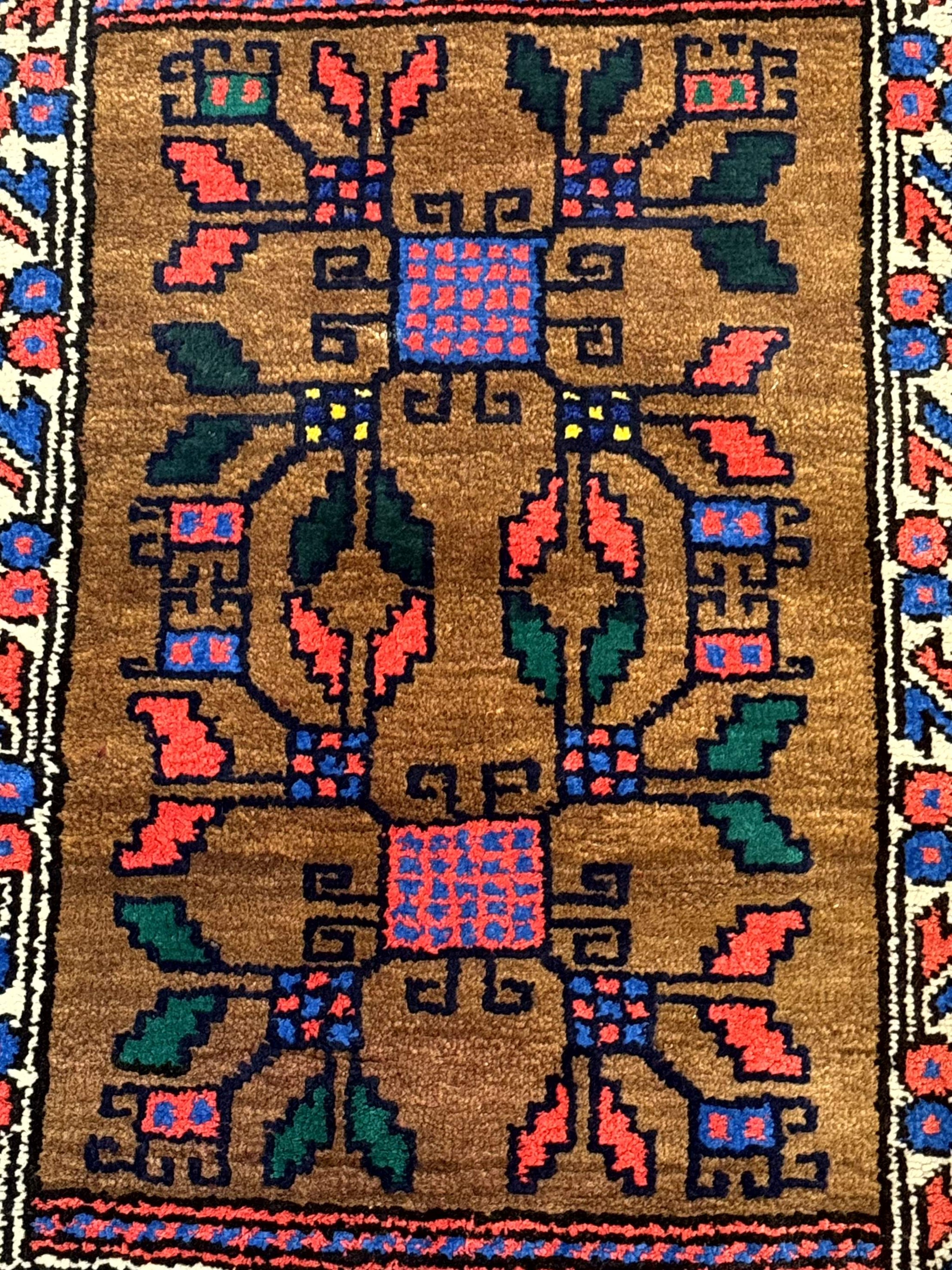 Small Persian Baluchi Rug, Tribal Rug, Brown, Multicolor by Jewel Rugs