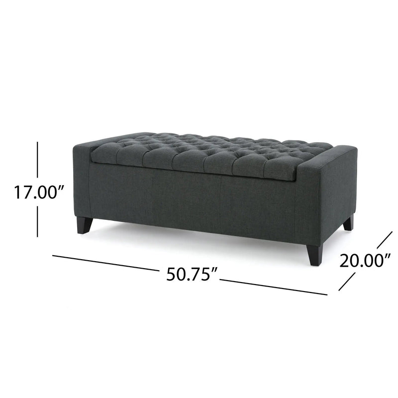 Contemporary Storage Ottoman With Tufted Top - Dark Gray by HouseOfZazla