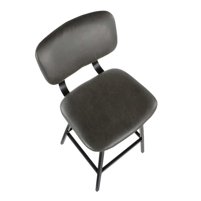 Foundry - Contemporary Barstool Zig Zag Stitching (Set of 2) - Black / Gray by Unique Piece Furniture