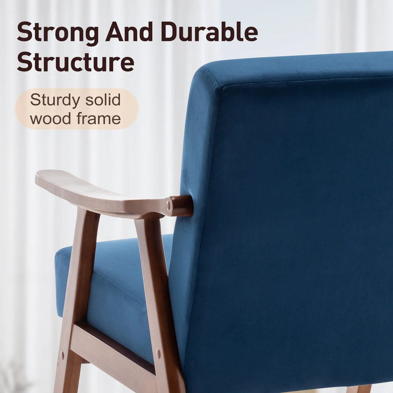 Mid Century Modern Accent Chair With Solid Wood Frame And Extra Thick Backrest by HouseOfZazla