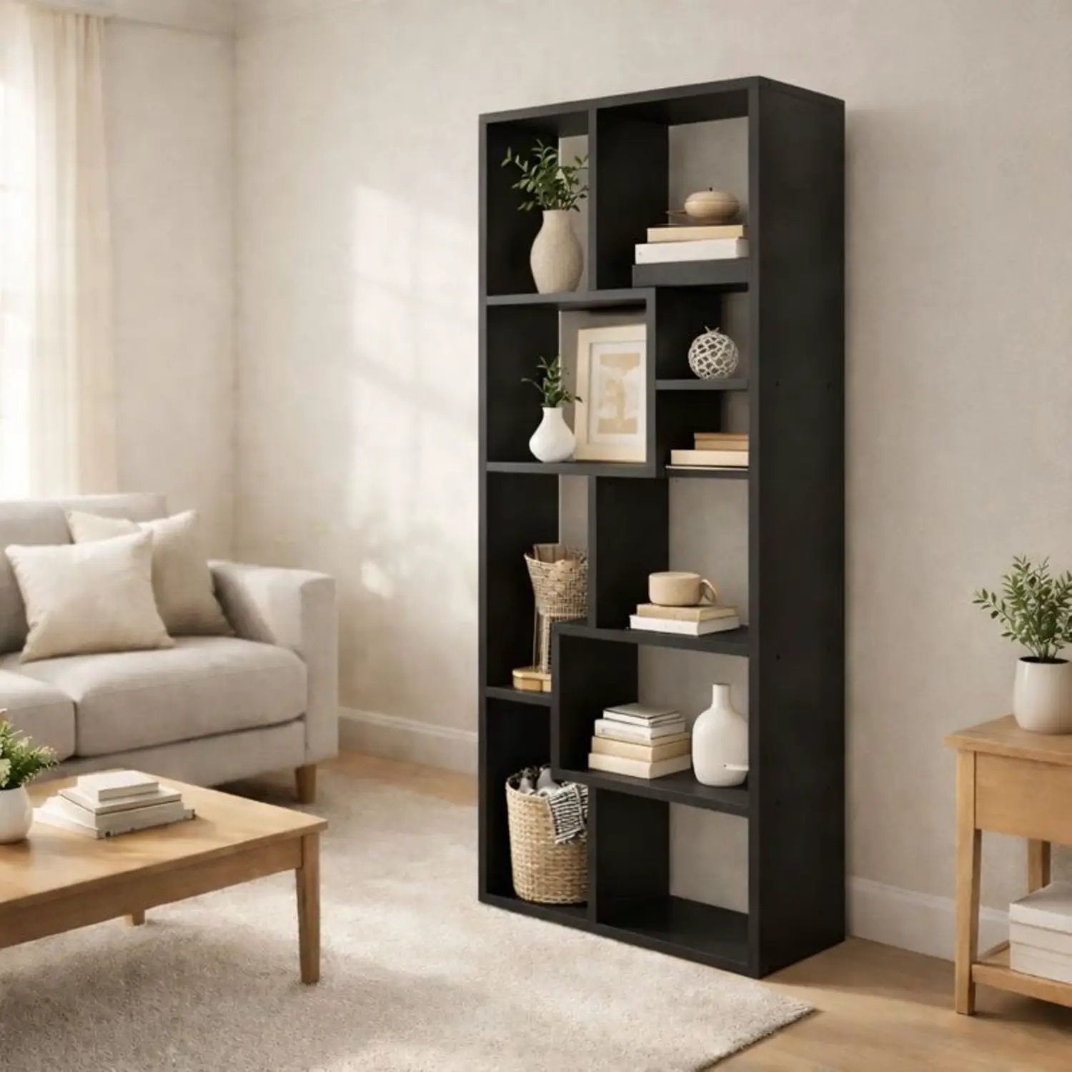 Asymmetrical Display Shelf & Bookcase, 5 Tier by Unique Piece Furniture