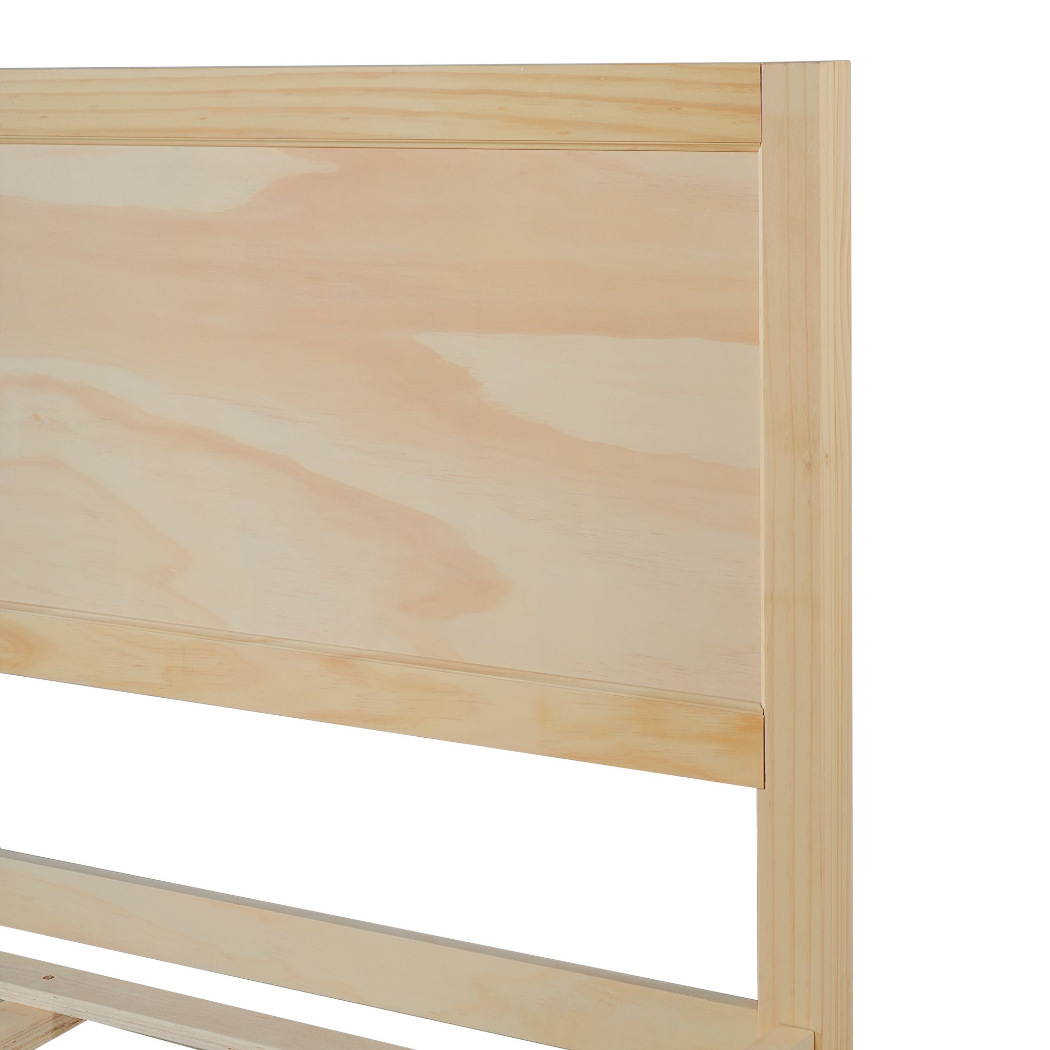 King Size Wood Platform Bed Frame with Classic Panel Headboard by HouseOfZazla