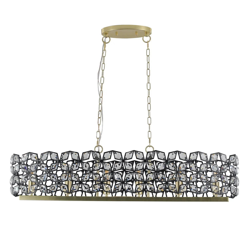 39" Contemporary Crystal and Black-Gold Pendant Chandelier by HouseOfZazla