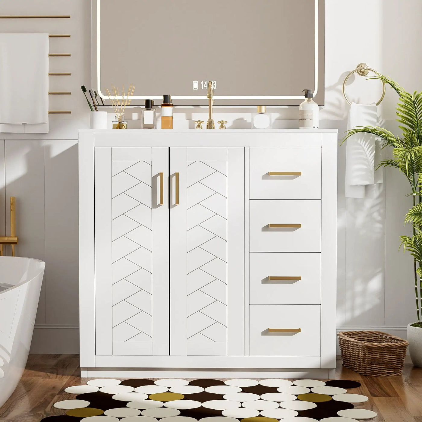 Bathroom Vanity With Sink Combo, Storage Cabinet, Freestanding Set With 3 Drawers & Soft Closing Doors by HouseOfZazla