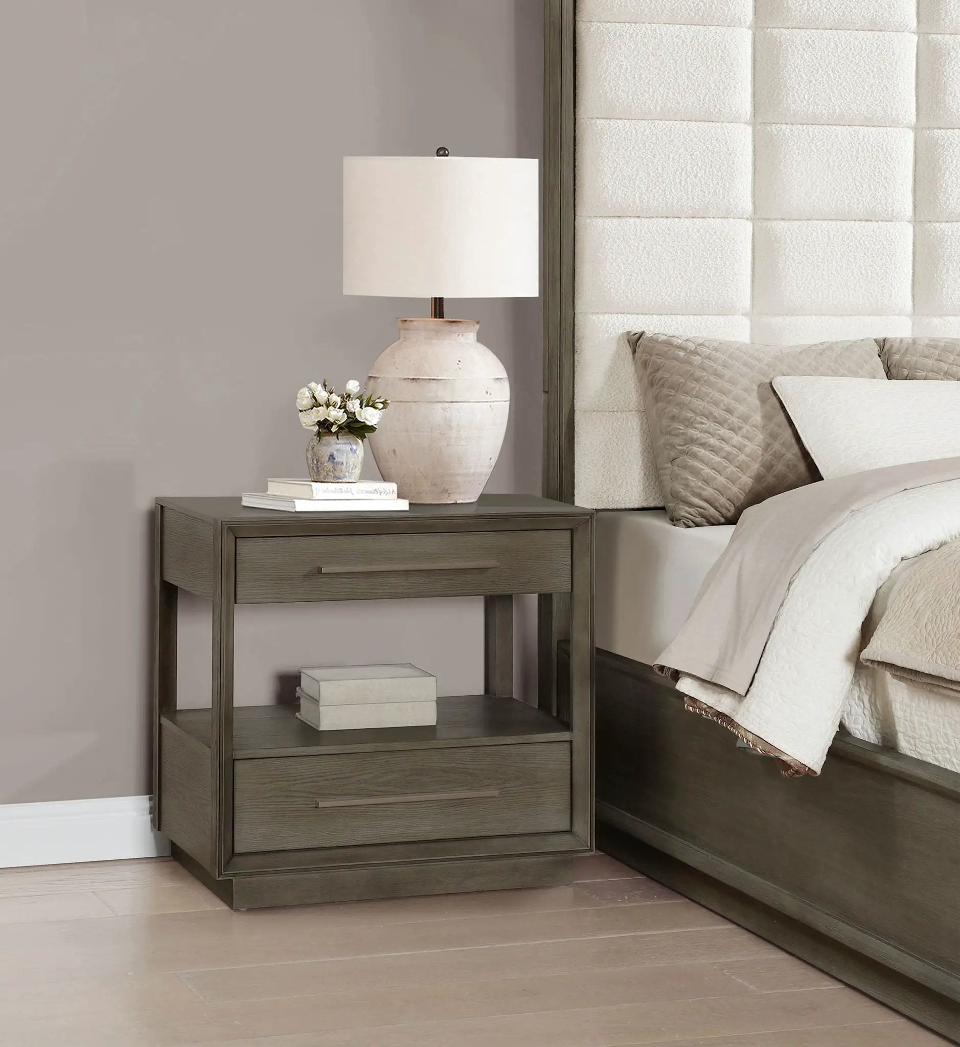 Durango 2-drawer Nightstand Bedside Table Taupe Oak by Unique Piece Furniture