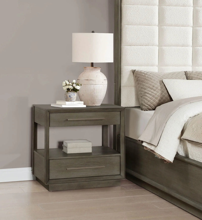 Durango 2-drawer Nightstand Bedside Table Taupe Oak by Unique Piece Furniture
