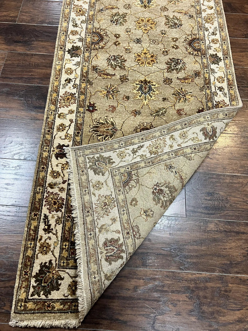 Peshawar Runner Rug 3 x 20, Wool Hand Knotted Vintage Pakistani Carpet, Olive Green & Ivory, Extra Long 20ft Hallway Runner, Floral by Jewel Rugs