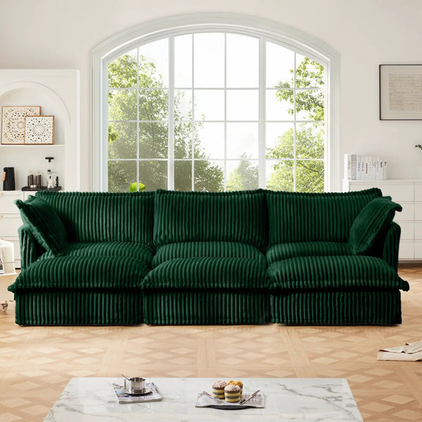 Living Room Sofa Slipcovered Sofa with 3 Ottomans, photo 2 of 10