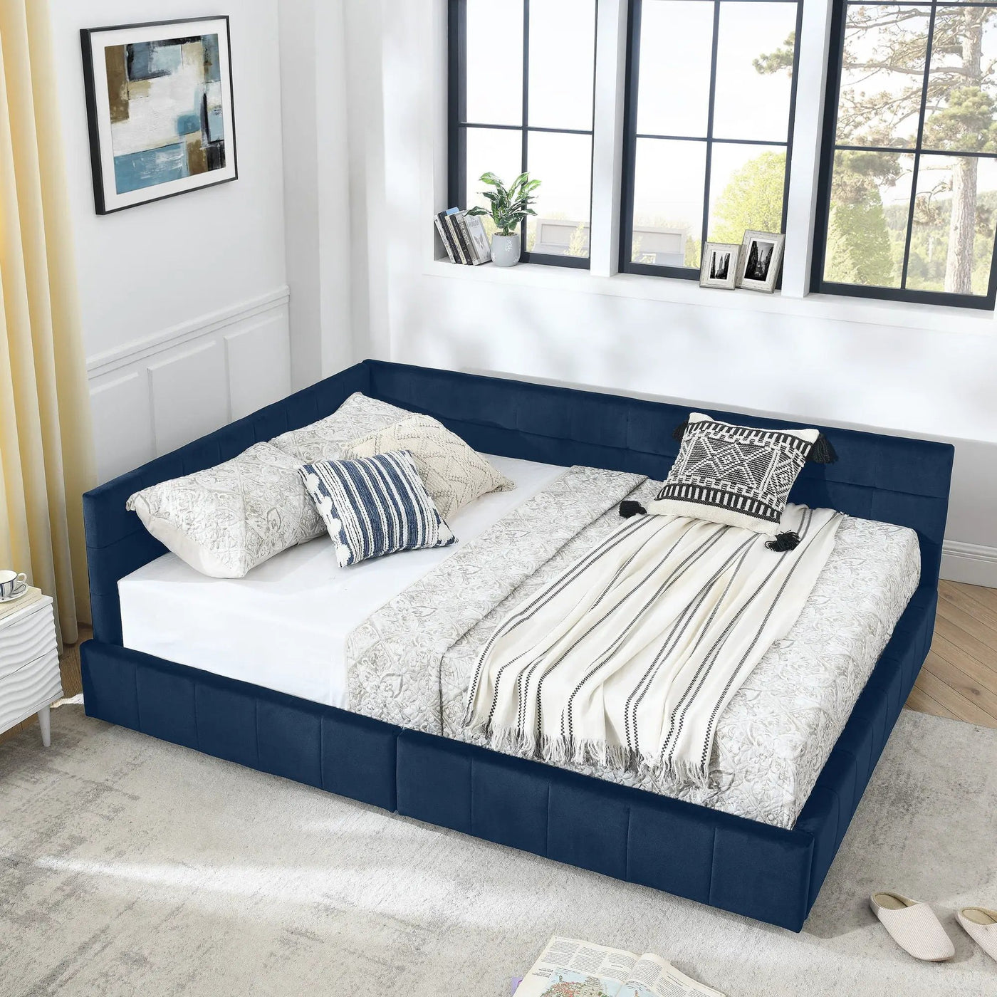 Upholstered Bed Frame With Tufted Backrest And Armrests by HouseOfZazla