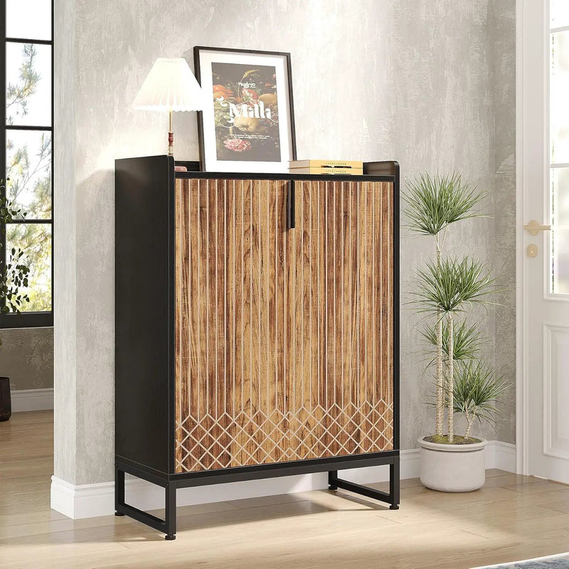 5 Tier Shoe Cabinet With Doors, Compact Entryway Storage Organizer by HouseOfZazla