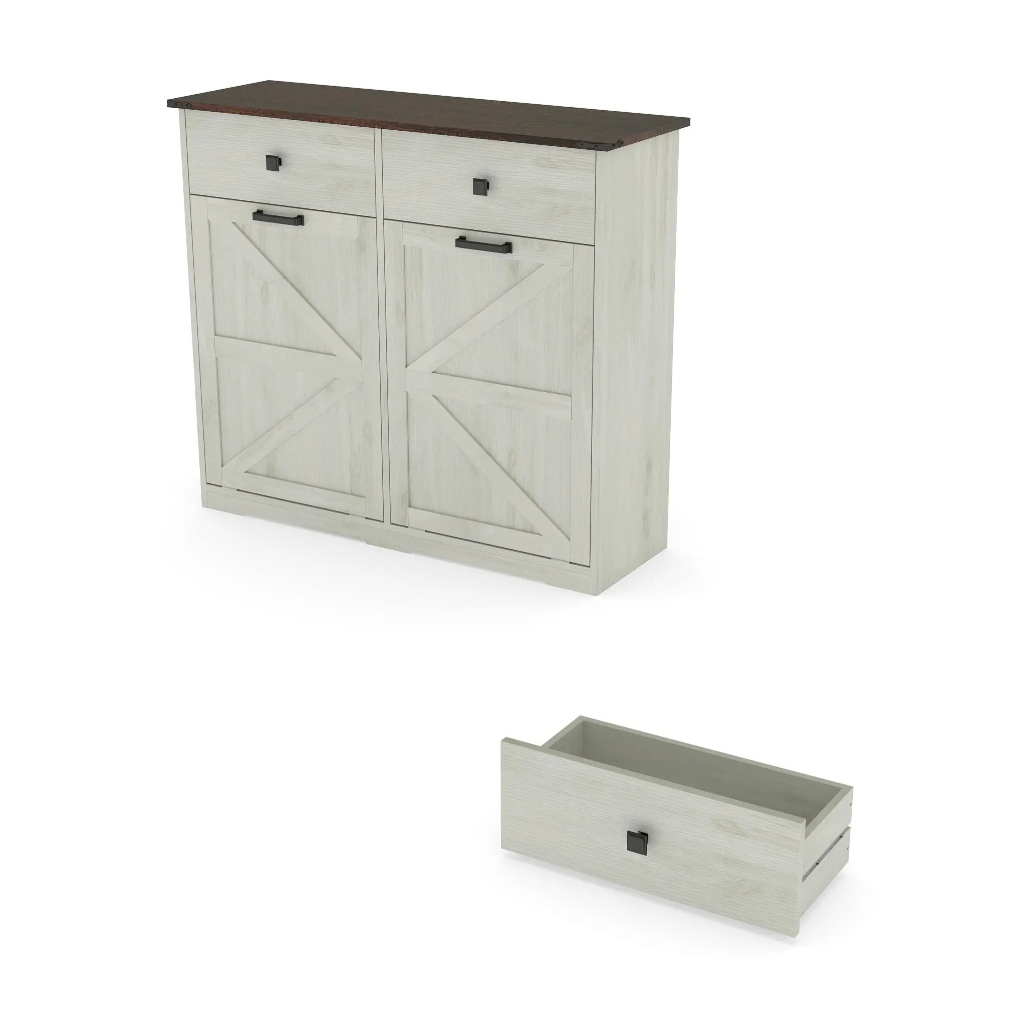 Double Tilt Out Trash Cabinet With Hideaway Drawer And Barn Door Style by HouseOfZazla