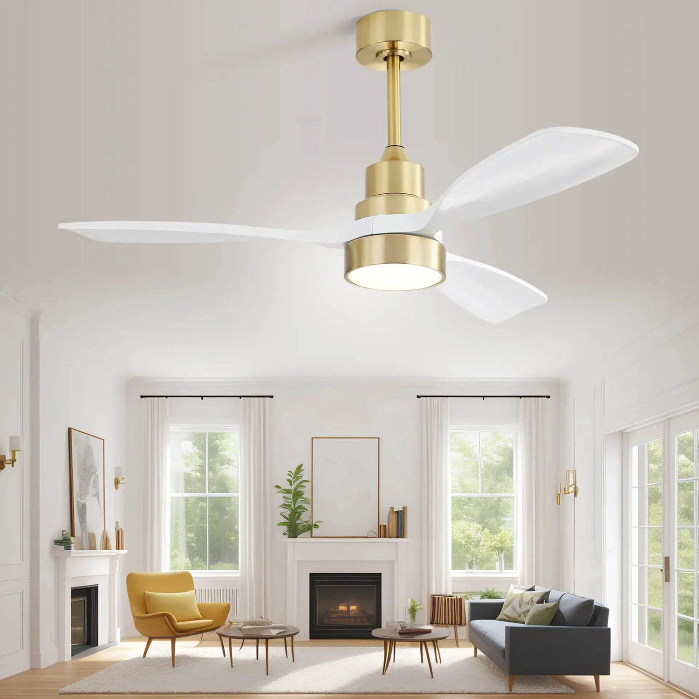 Indoor Ceiling Fan with Dimmable LED Light, 6-Speed Remote, Reversible Blades by HouseOfZazla