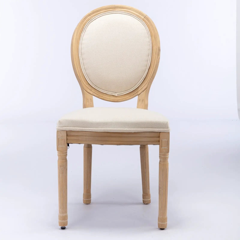 French Style Solid Wood Frame Antique Painting Fabric Back Dining Chair (Set of 2) by Unique Piece Furniture