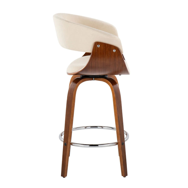 Vintage Mod - Mid Century Modern Fixed Height Counter Stool With Swivel With Round Footrest (Set of 2) by Unique Piece Furniture