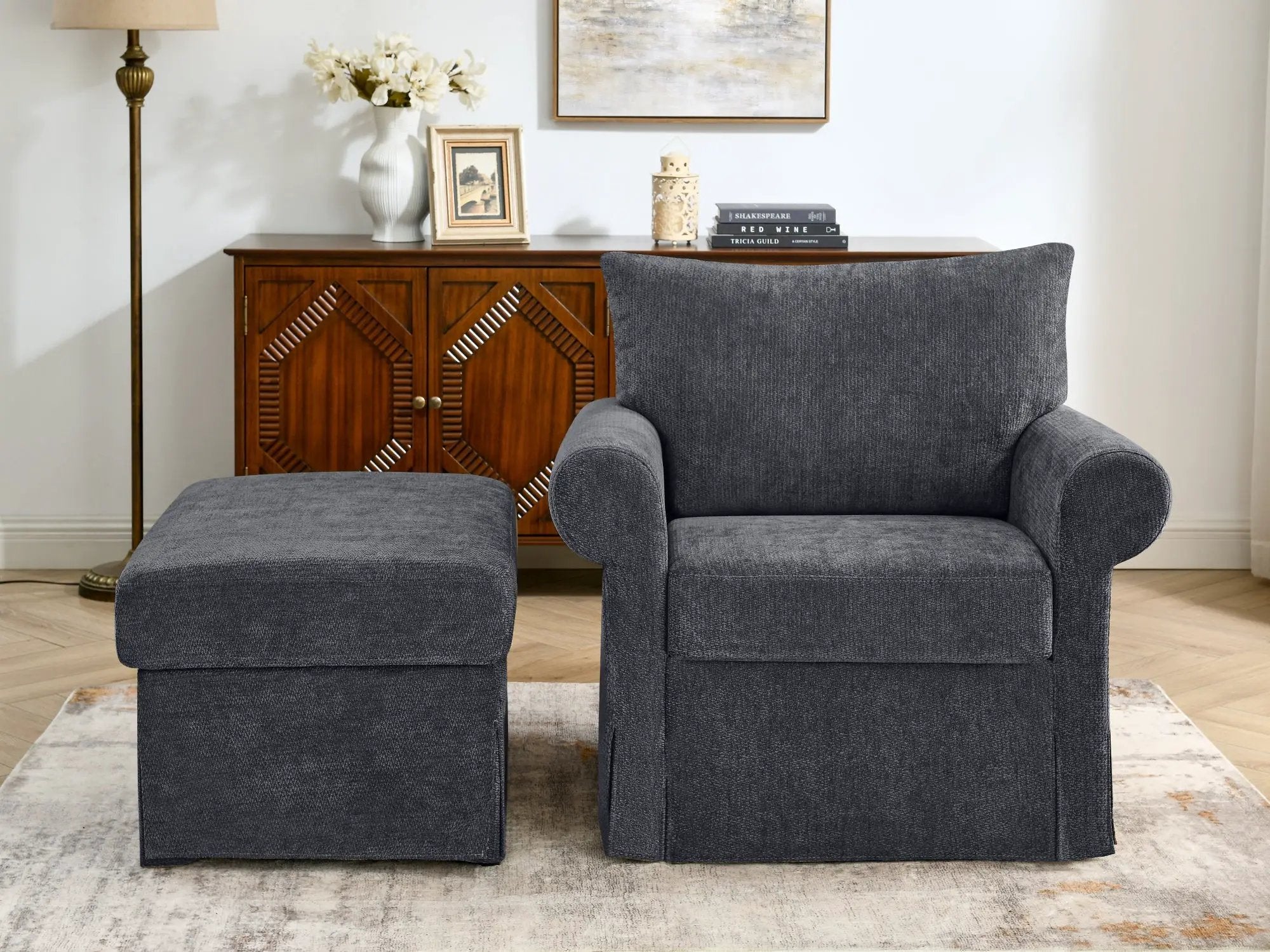 37.5" Accent Chair with Ottoman by HouseOfZazla