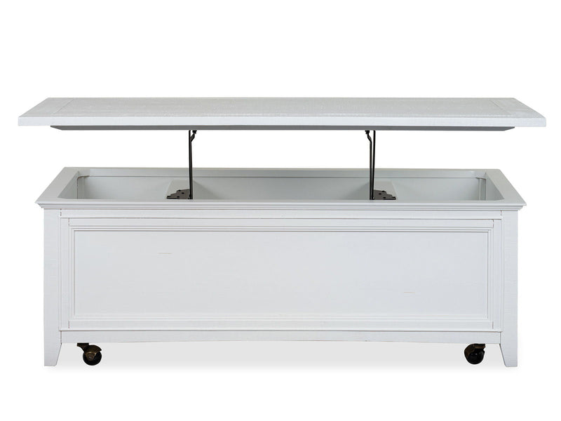 Heron Cove - Lift Top Storage Cocktail Table With Casters - Chalk White, photo 6 of 7