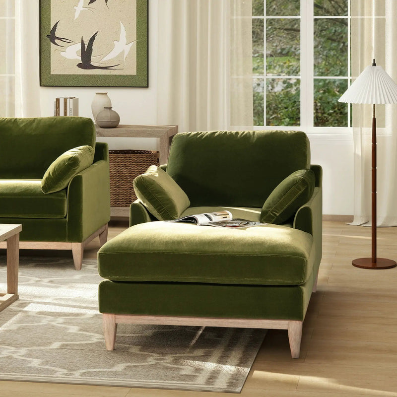 Pasadena - Modern Farmhouse Chaise Lounge Chair - Olive Green by HouseOfZazla