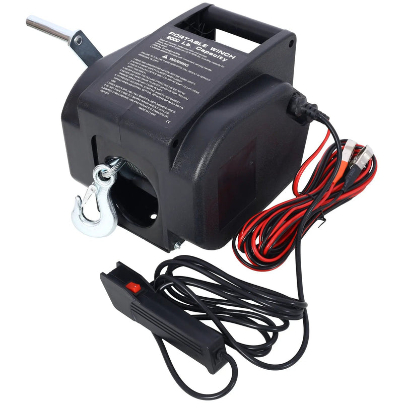 Reversible Electric Trailer Winch For Boats Up To 5000 Lbs With Galvanized Wire Rope And Casing - Black by HouseOfZazla