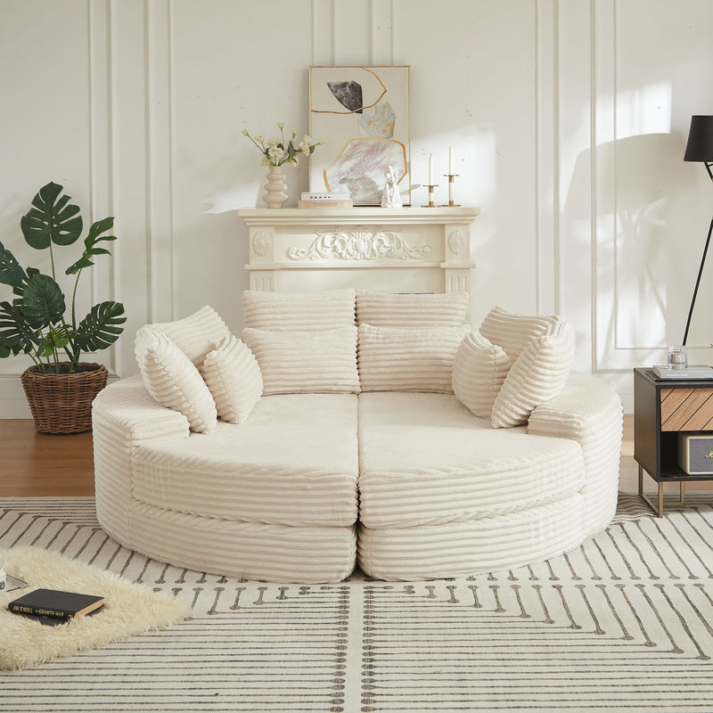 Round Oversized Sofa Bed With 5 Throw Pillows by HouseOfZazla