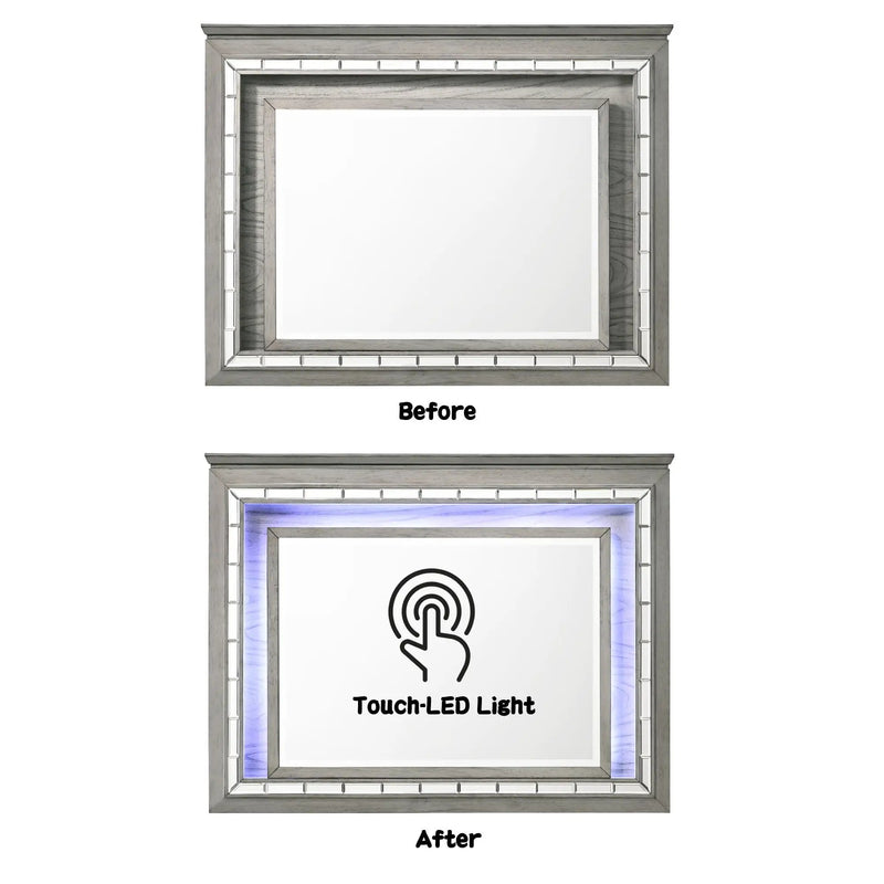 Antares - Mirror With LED - Light Gray by Unique Piece Furniture
