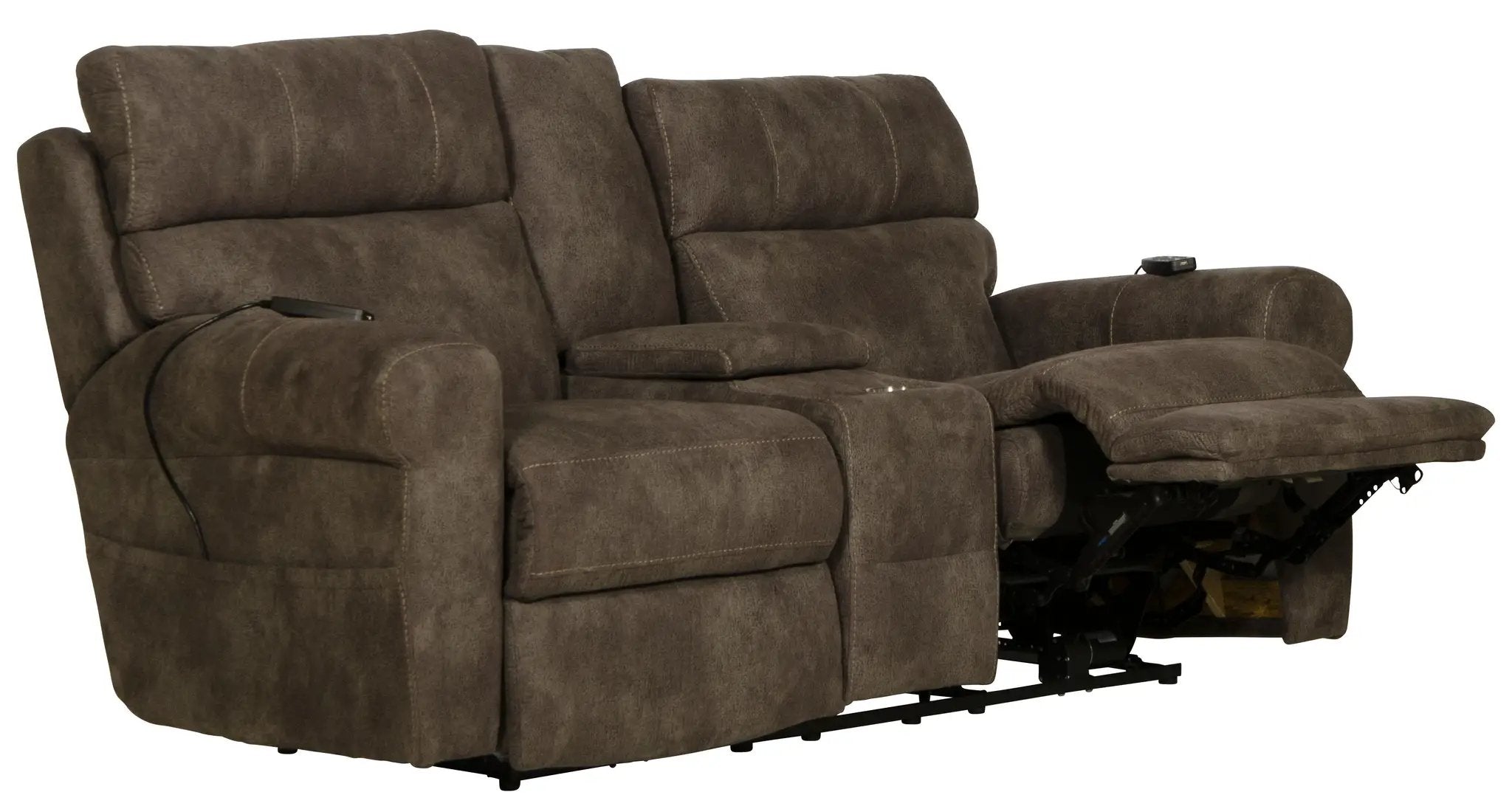 Tranquility - Power Headrest Power Lay Flat Reclining Cons Loveseat With CR3 Heat / Massage / Lumbar - Pewter by Unique Piece Furniture