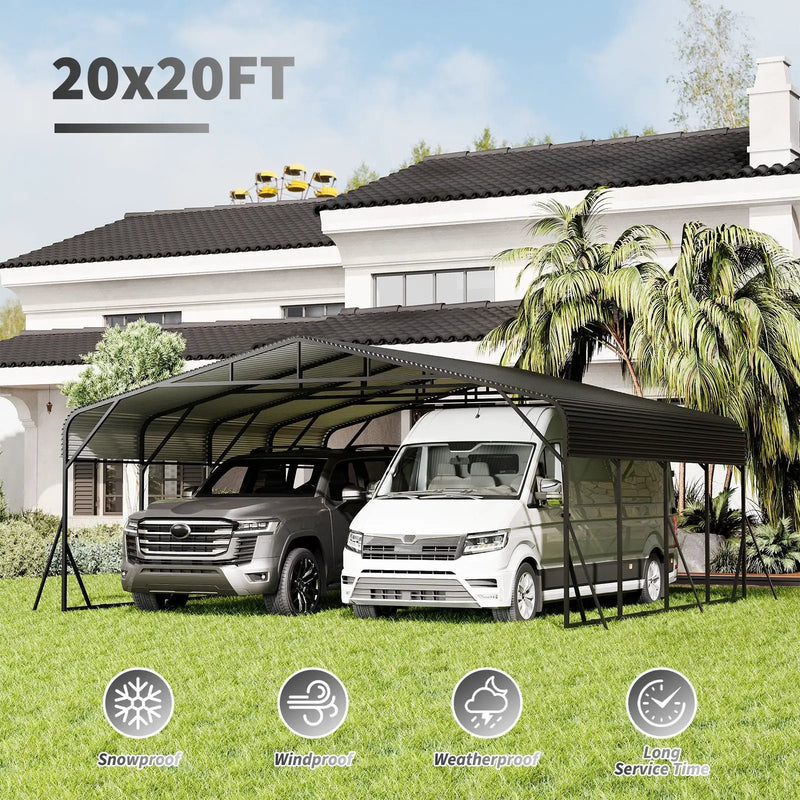 Heavy Duty Carport, All Weather Shelter - Black by Unique Piece Furniture