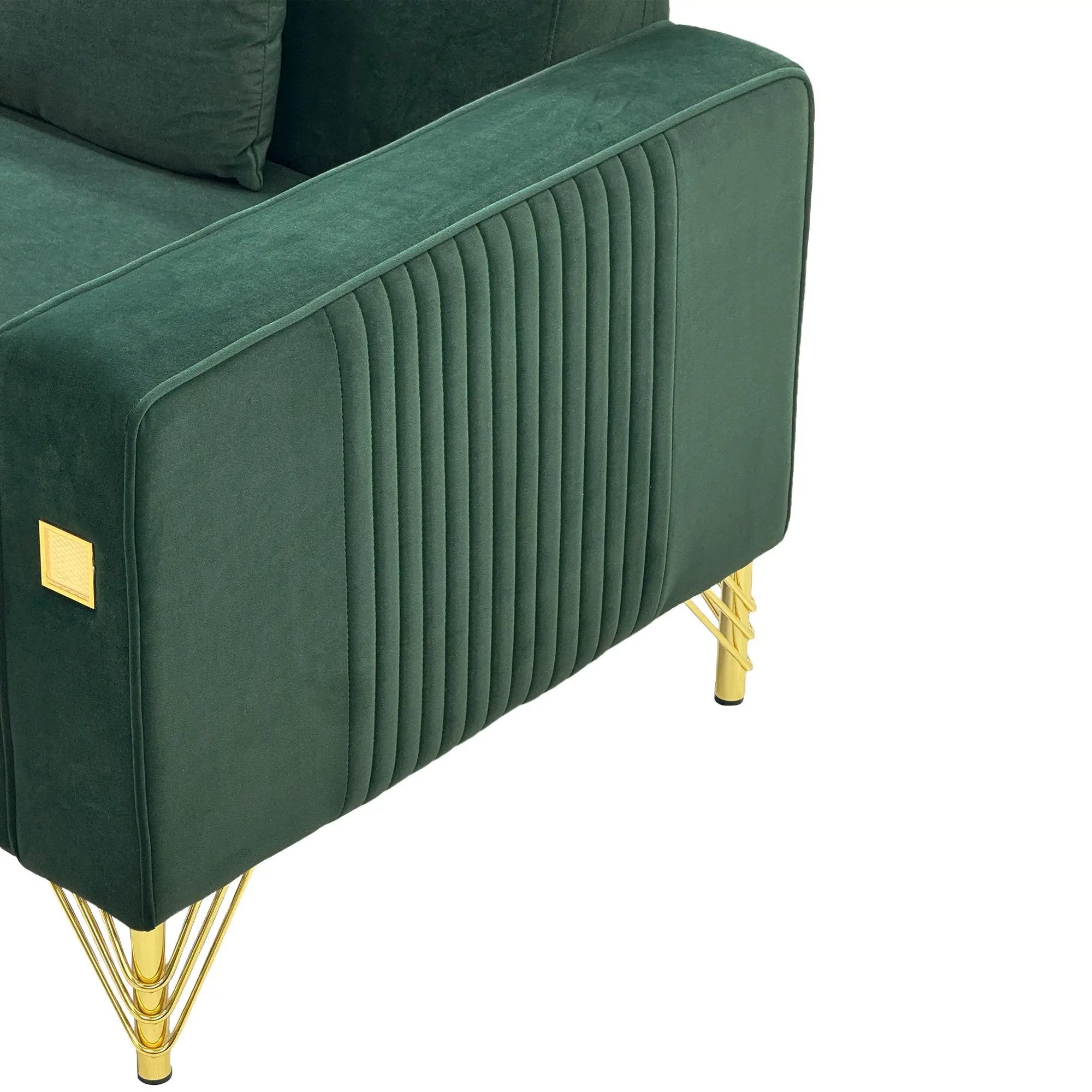 Emerald Green Velvet 2-Piece Sofa Set by HouseOfZazla