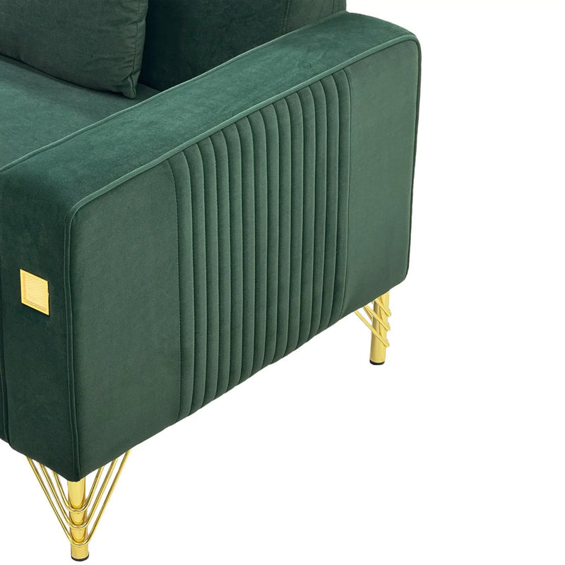Emerald Green Velvet 2-Piece Sofa Set by HouseOfZazla