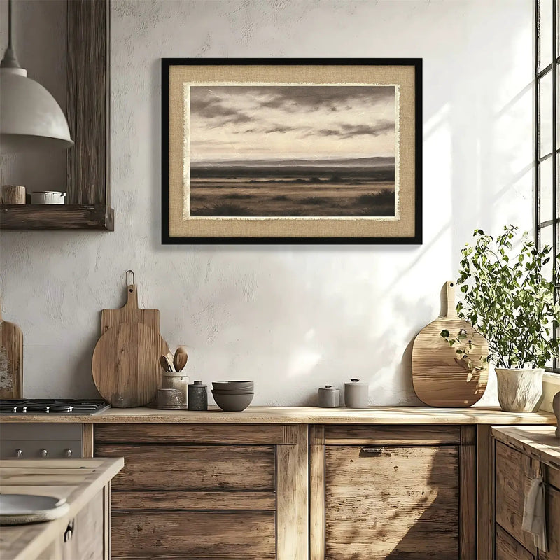 Vintage Landscape Large Framed Wall Art, 20x28 Inch Canvas Print by HouseOfZazla