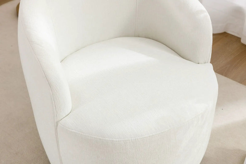 Fabric Swivel Accent Armchair Barrel Chair With Powder Coating Metal Ring by HouseOfZazla